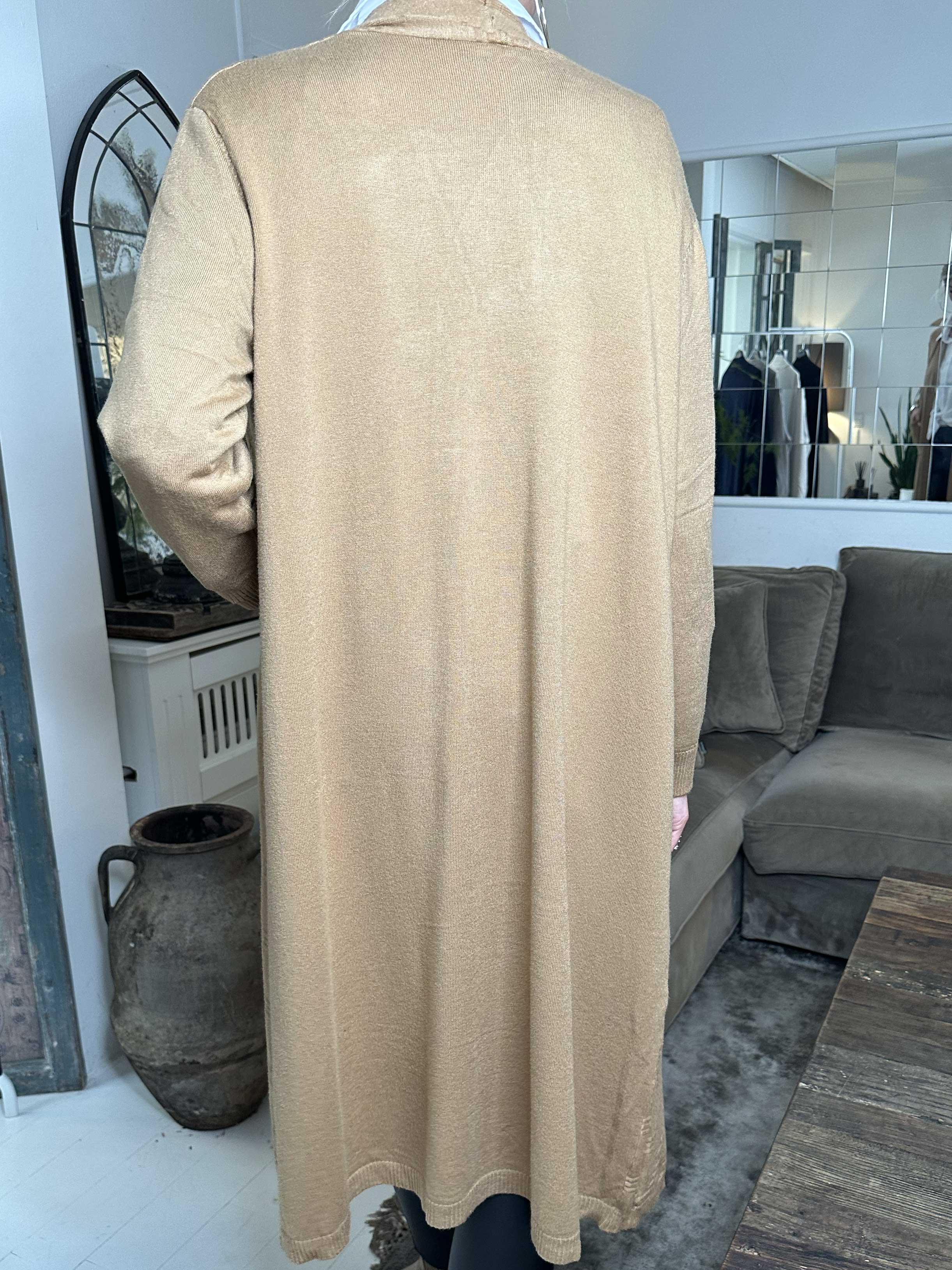 Agnesa - Lang strikcardigan med lommer